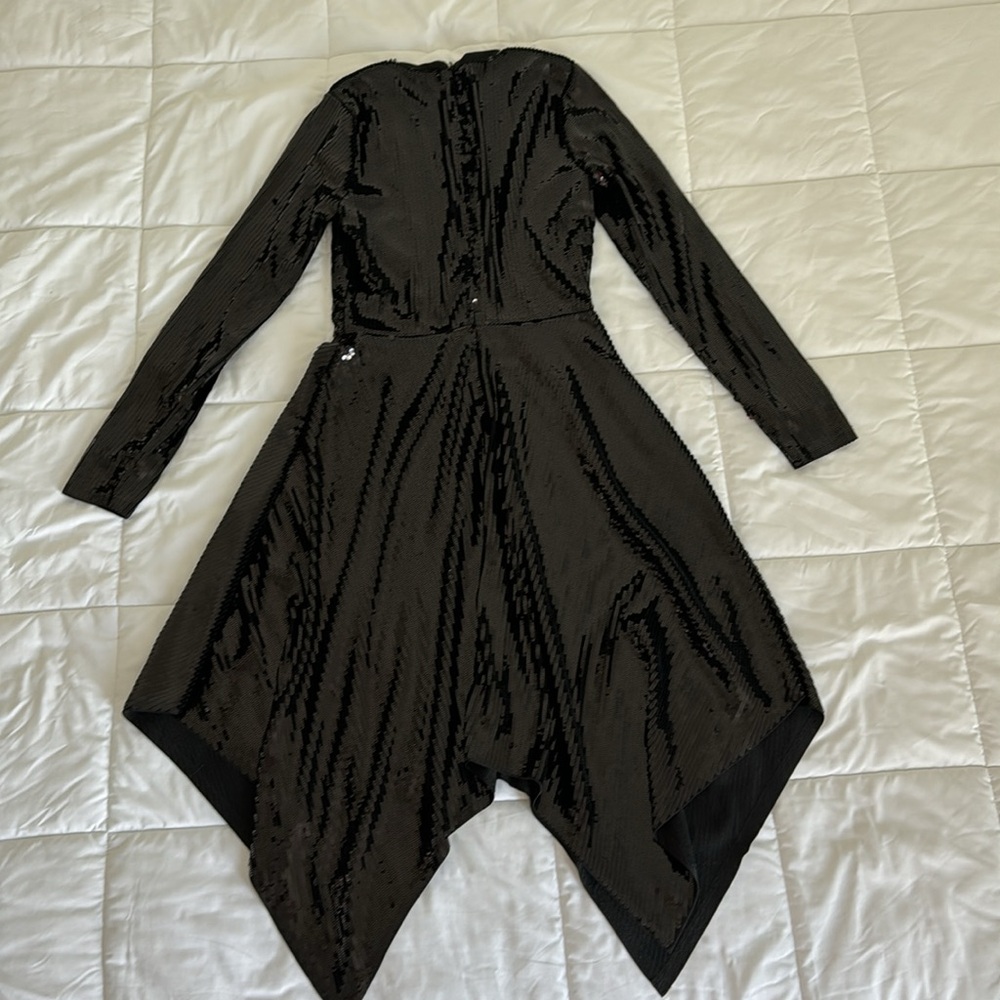 Sequin Asymmetric Black Dress Size XS - Picture 6 of 8